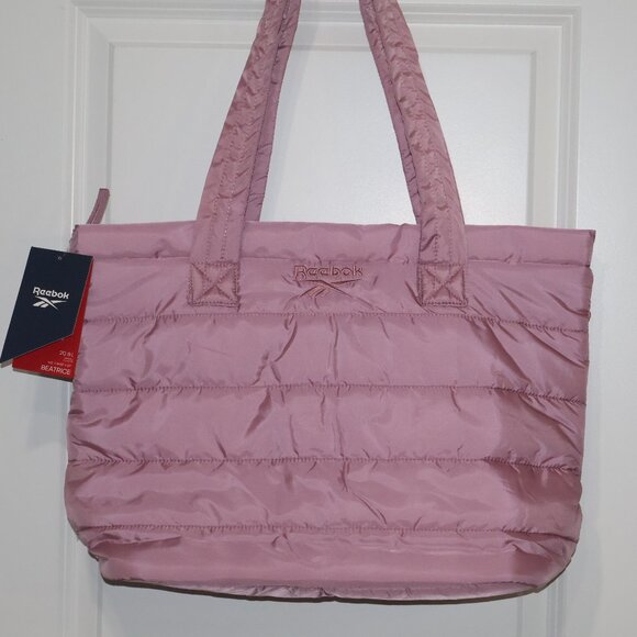 NWT Reebok Beatrice Pink Quilted Tote Bag 20.9L Lightweight Shoulder Tote - Picture 2 of 9